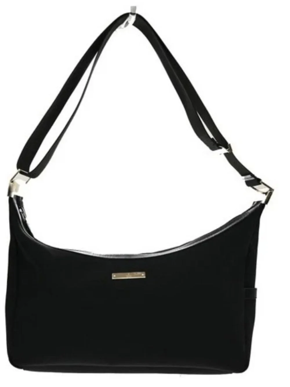 GUCCI Logo Shoulder Hobo Bag Leather Black GHW Italy 62KD276